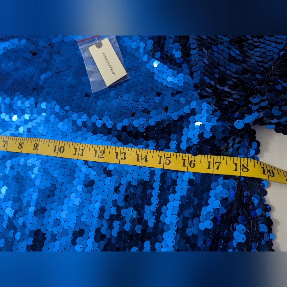 Maeve Antropologie Emmy Mini Dress Blue Sequins Swing Cocktail Party Size S NWT - Picture 10 of 12